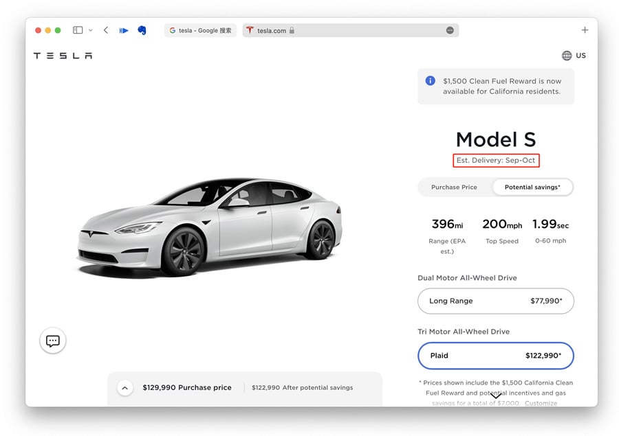 Tesla Model s 2021