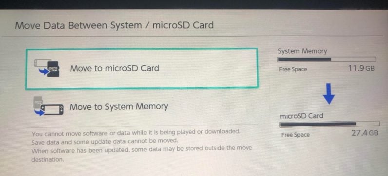 Tutotial: How to move Nintendo Switch games from the console to the SD card