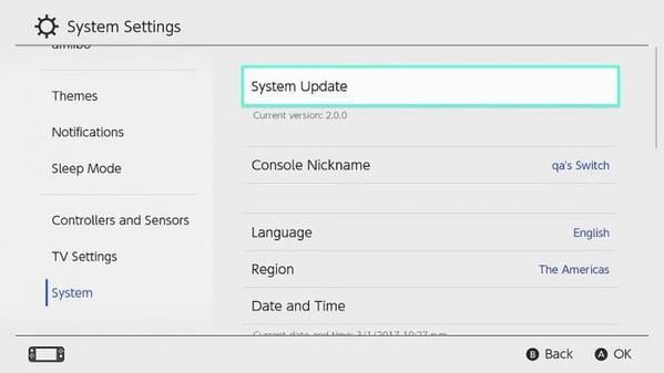 Nintendo Switch Settings