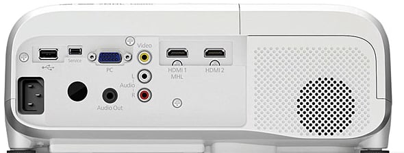 What are the common projector audio input interfaces? 