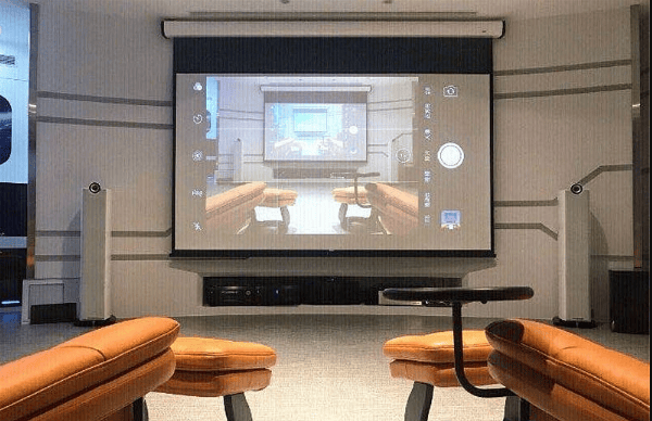 home theater with the theme of blue spaceship