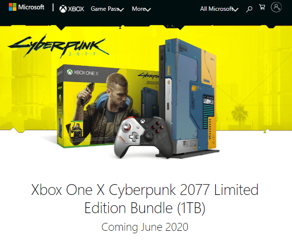 Xbox One X 1TB Cyberpunk 2077 is available in Europe 