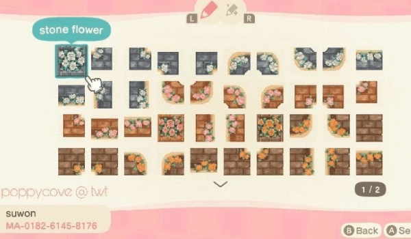 Animal Crossing New Horizons QR Code (2)- Cyberpunk, Water, Flowers design