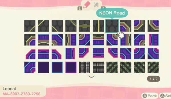 Animal Crossing New Horizons QR Code (2)- Cyberpunk, Water, Flowers design