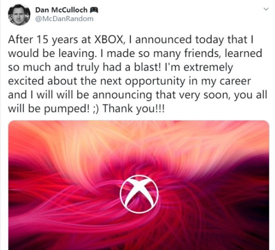 What do you think of Xbox Live manager Dan McCulloch leaving Microsoft?  