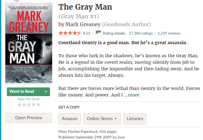 The Gray Man - rating by goodreads