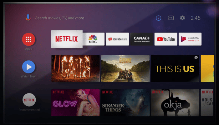 Android TV new main interface will display recommended content of movie, TV shows and apps