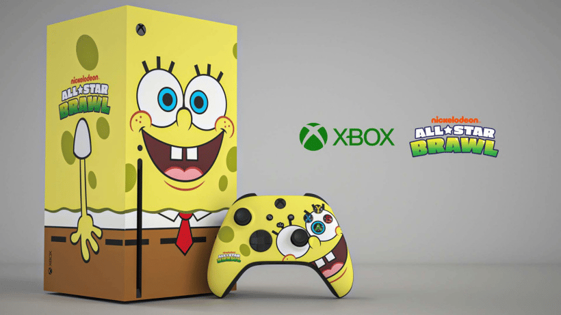 SpongeBob SquarePants Xbox Series X console and handle
