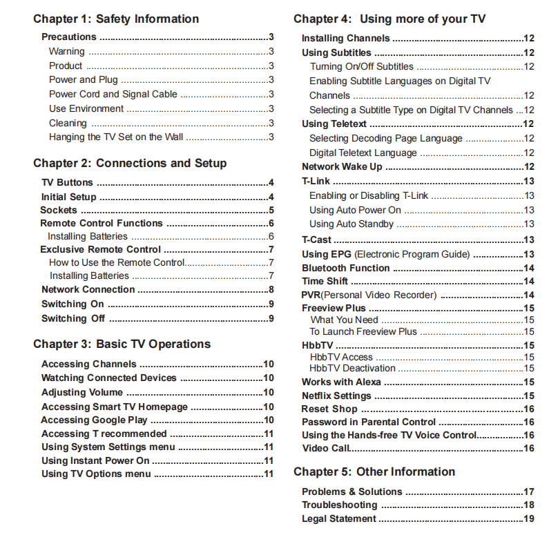 TCL X915 TV manual