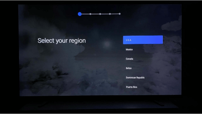 Choose your region on sony tv