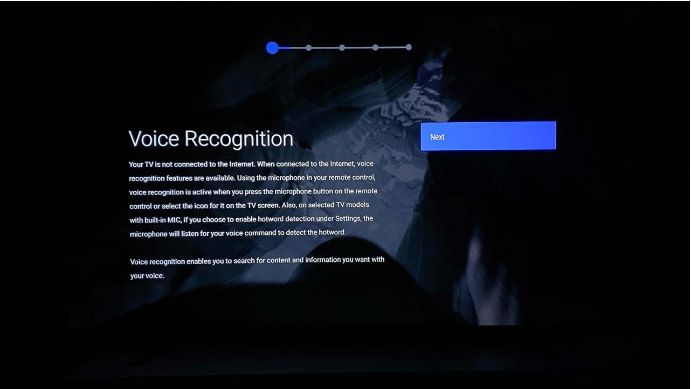 Approve or reject voice recognition if you have previously connected the TV to WLAN