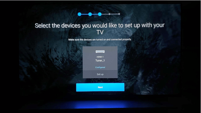 Select the peripherals you want to set up on the TV