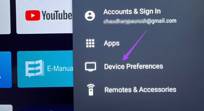 Select Device Preferences from the list of options