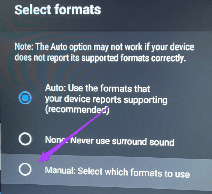 Auto: use the formats that your device reports supporting