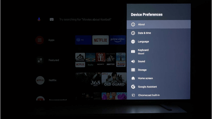  Select About from the Device Preferences menu.