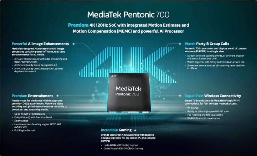 MediaTek Pentonic 700 TV chip features