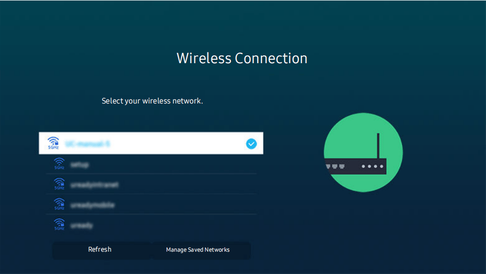 How to connect Samsung AU8000 TV with wireless Internet