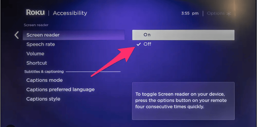 How to turn off voice on Roku Express 2022?