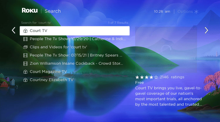 Add court tv on roku