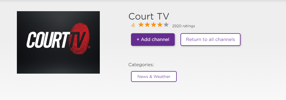 How to watch court TV on Roku?