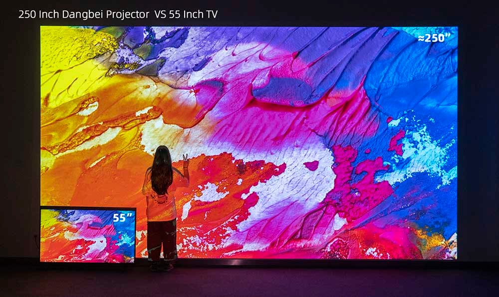 dangbei projector 250 inch vs 55 inch tv.jpg