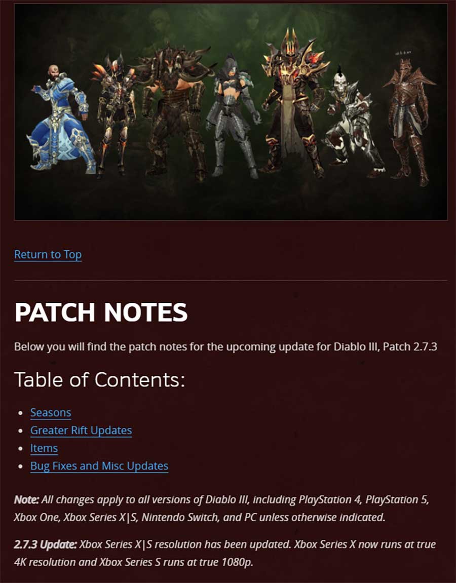 DIABLO Ⅲ 2.7.3 new patch, Xbox Series X now runs at true 4K.jpg