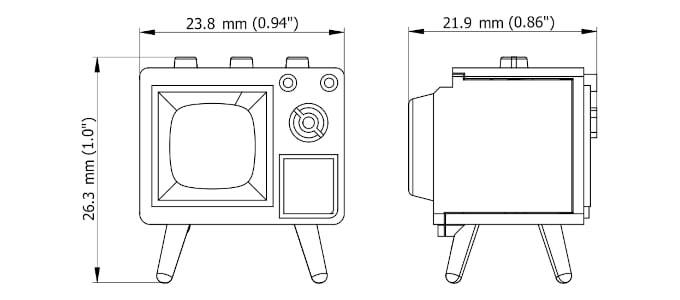 TinyTV 2 mini demension