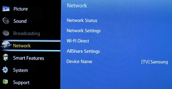 Network Status on Samsung TV.png