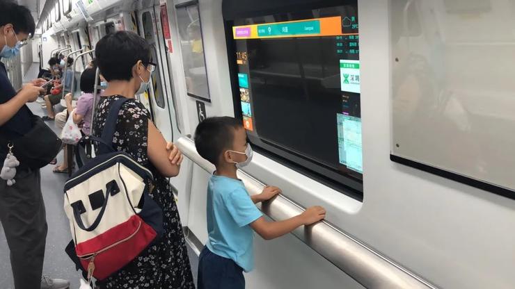 Transparent TV (smart window) appeared on train in Shenzhen City, China