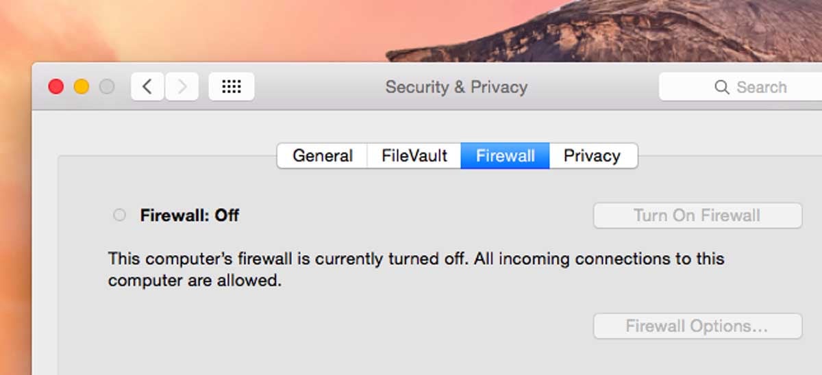 Turn off the MacBook's firewall.jpg