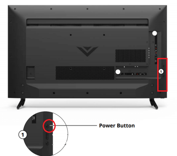 Where is the power button on a Vizio TV.png