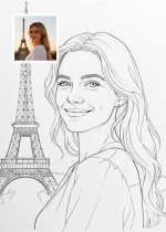 女孩巴黎铁塔手绘图.jpg